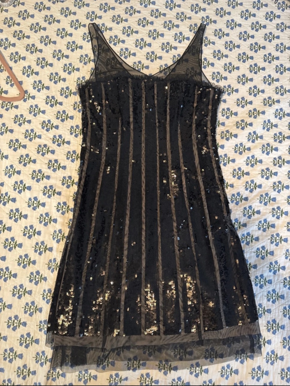 BCBGMaxAzria Black Sequin Stripe Slip Dress NWOT